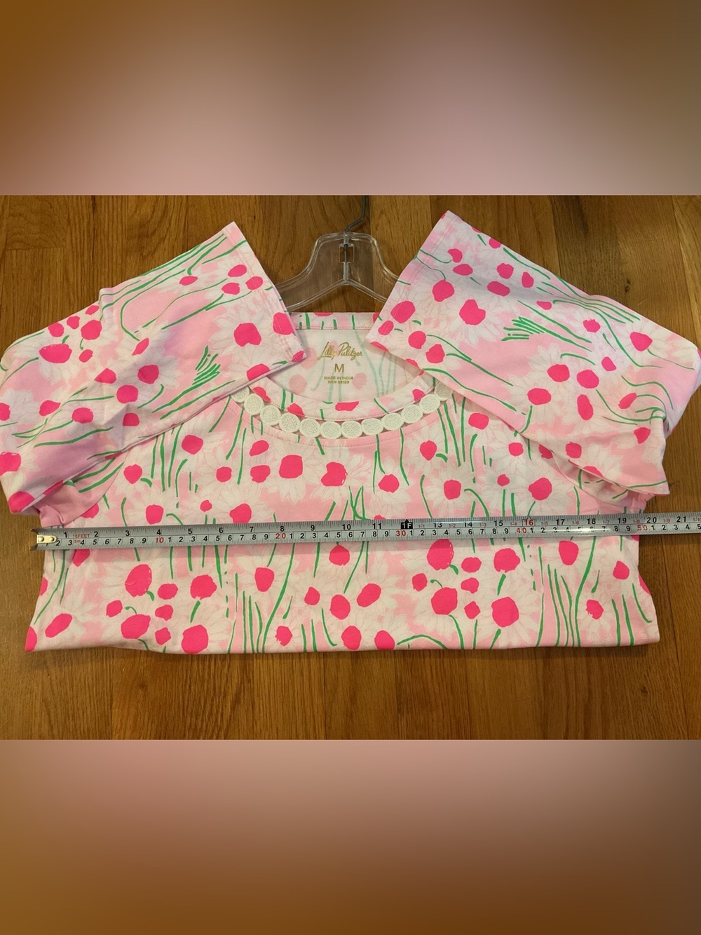 Lilly Pulitzer Clairmont Lace Trimmed Knit Top - Conch Shell Pink - Size M - Picture 7 of 8